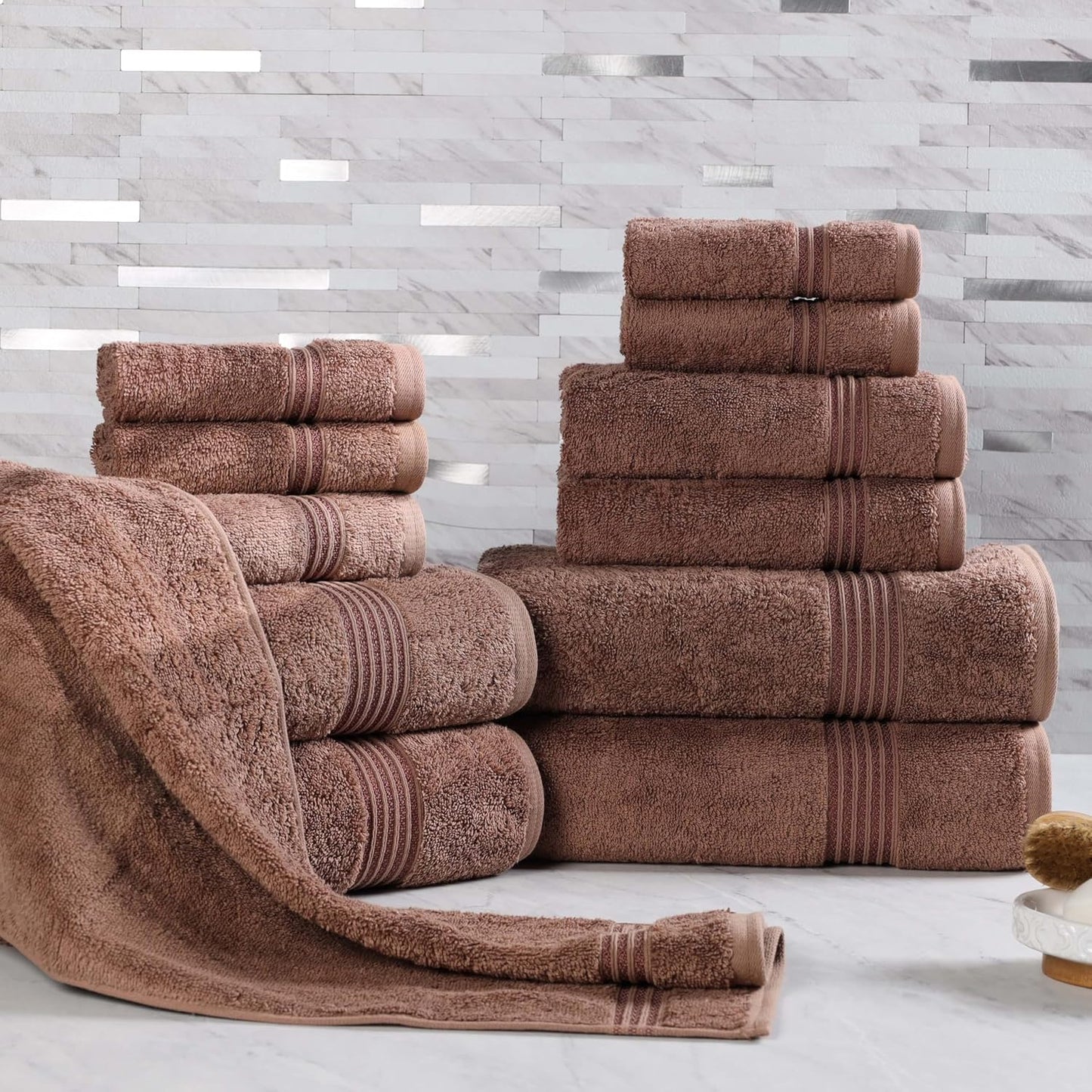 Superior Egyptian Cotton 6-Piece Towel Set, Bathroom Essentials, Towels For Bathroom, Apartment, Airbnb, Guest Bath, Face, Hand, Bath Towels, Washcloths, Absorbent, Fast Drying, Royal Purple