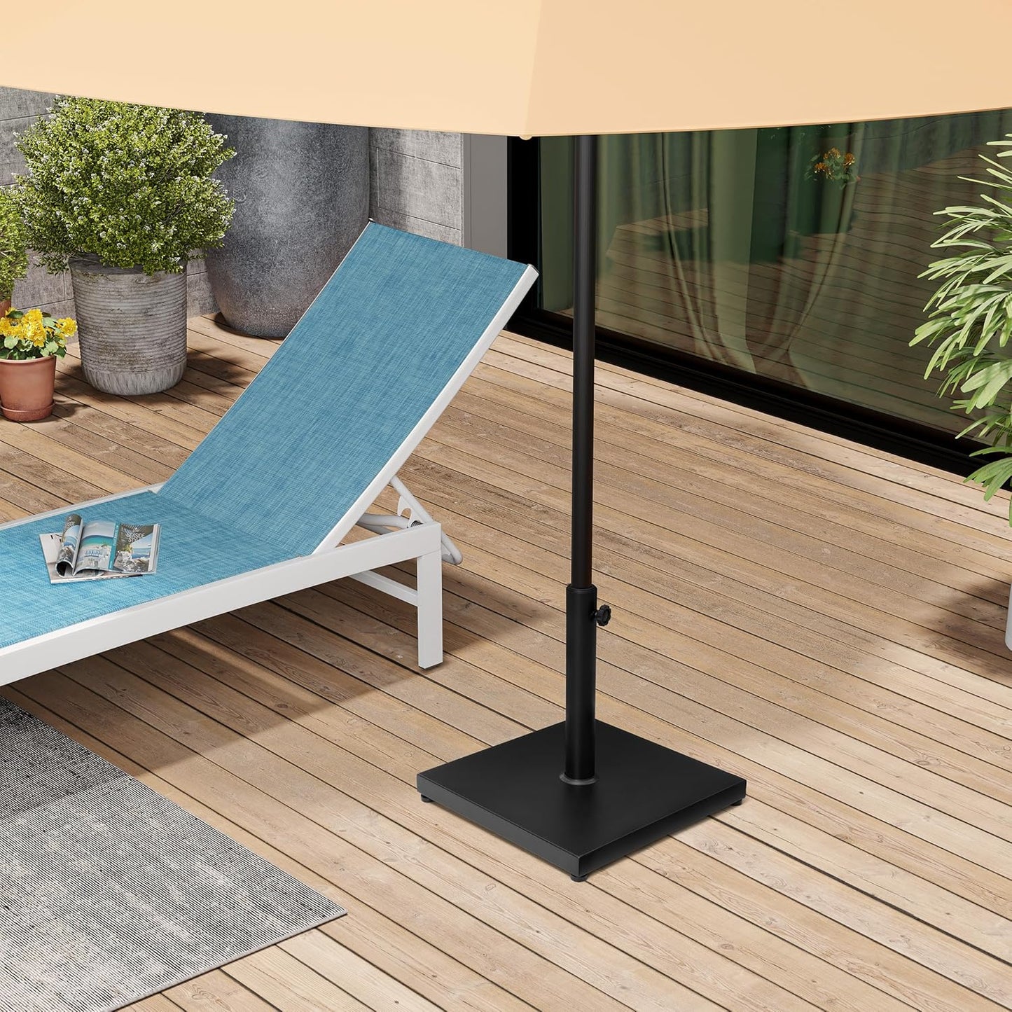Regine Switzerland 43lb Patio Umbrella Base Stand - Heavy Duty Concrete Holder for Market Umbrellas | Black