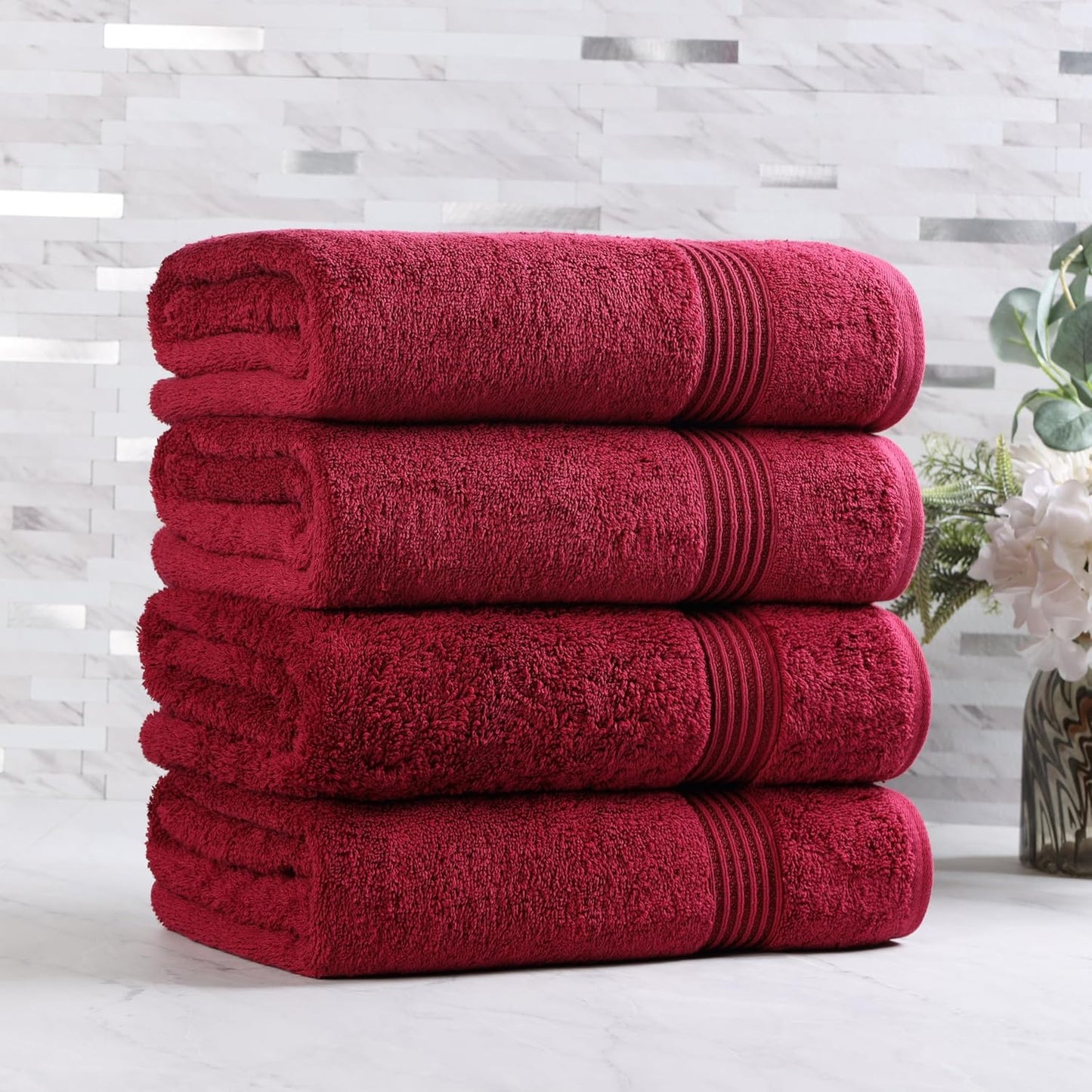 Superior Egyptian Cotton 6-Piece Towel Set, Bathroom Essentials, Towels For Bathroom, Apartment, Airbnb, Guest Bath, Face, Hand, Bath Towels, Washcloths, Absorbent, Fast Drying, Royal Purple