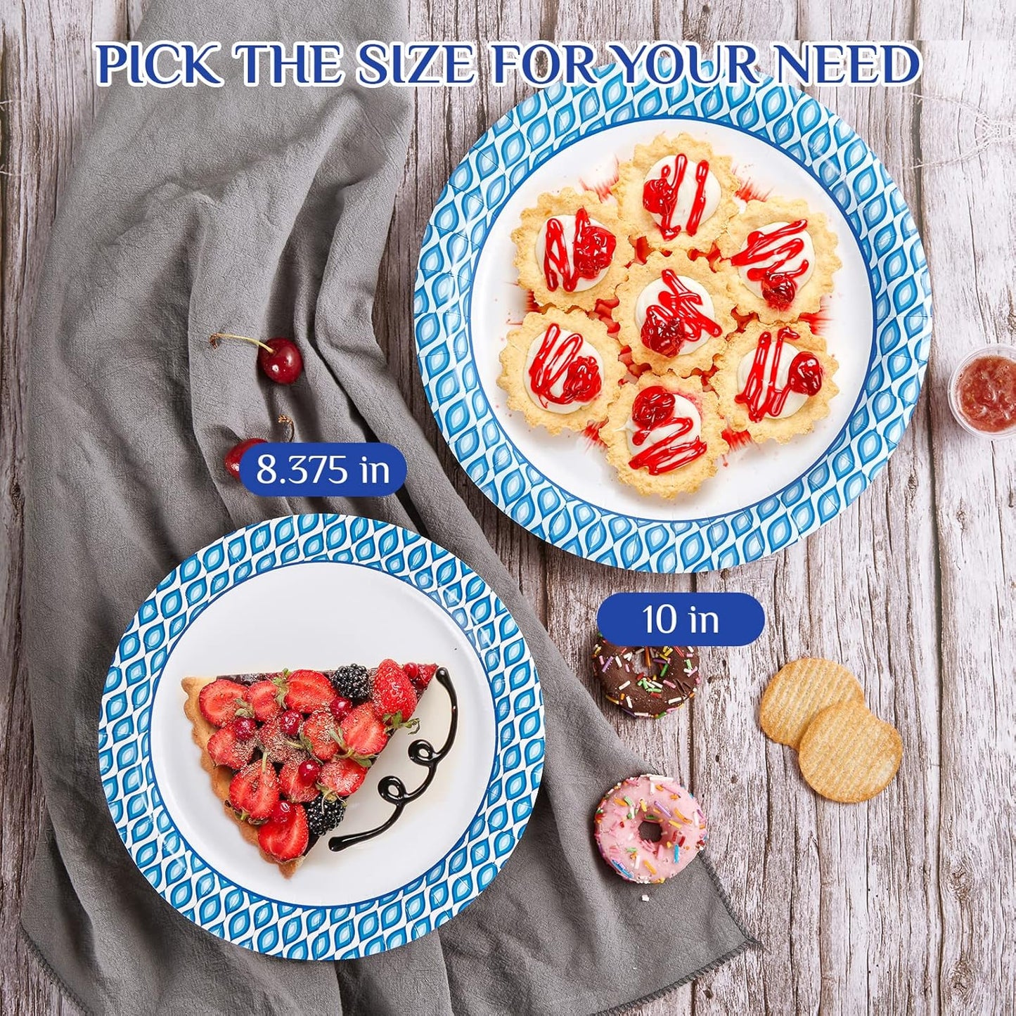MUCHII Disposable Paper Plates - 8.375 Inch, 300 Count, Soak & Cut Proof | Perfect for Parties & Gatherings
