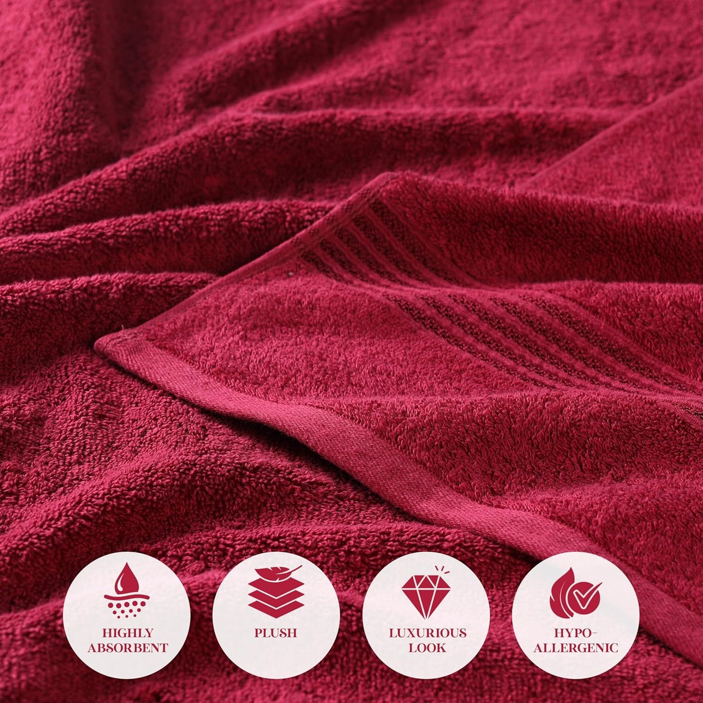 Superior Egyptian Cotton 6-Piece Towel Set, Bathroom Essentials, Towels For Bathroom, Apartment, Airbnb, Guest Bath, Face, Hand, Bath Towels, Washcloths, Absorbent, Fast Drying, Royal Purple