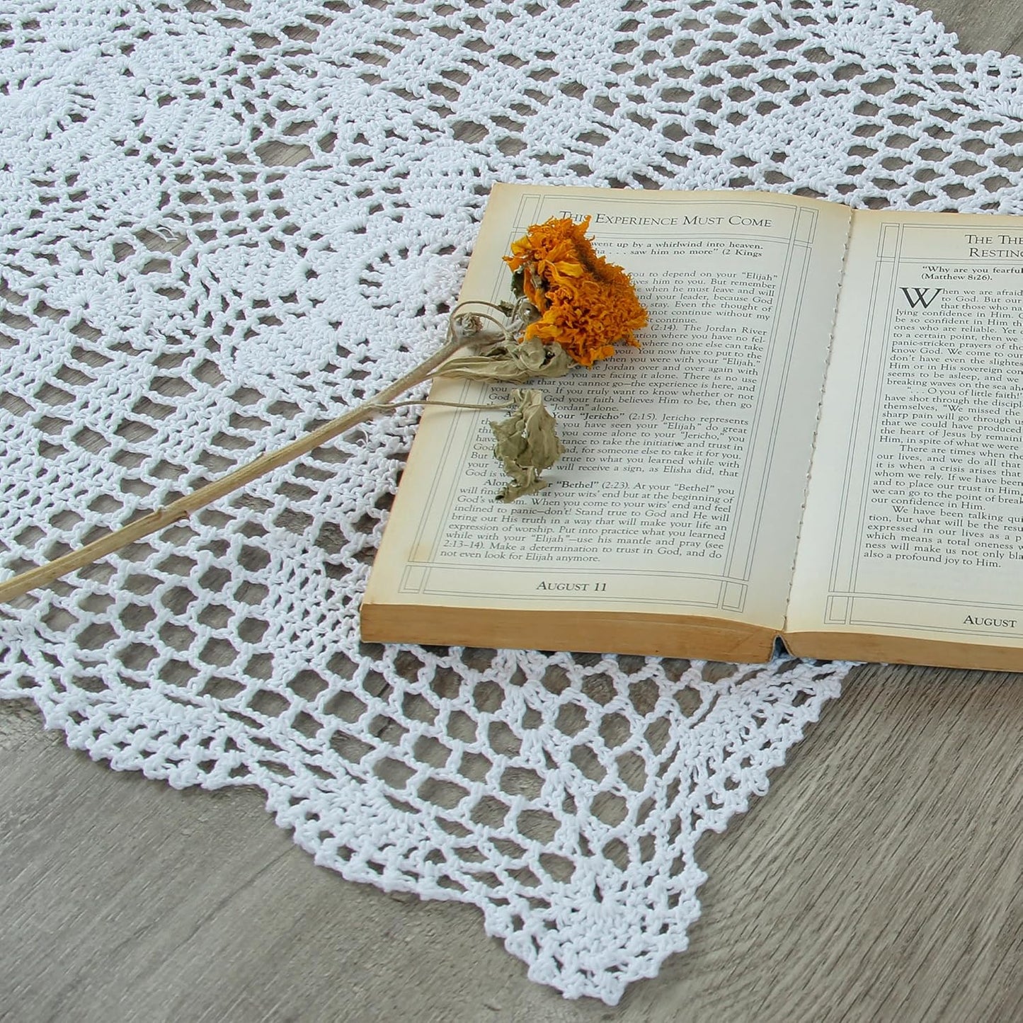 Handmade Crochet Lace Table Runner 15x51 Inch - Elegant White Décor