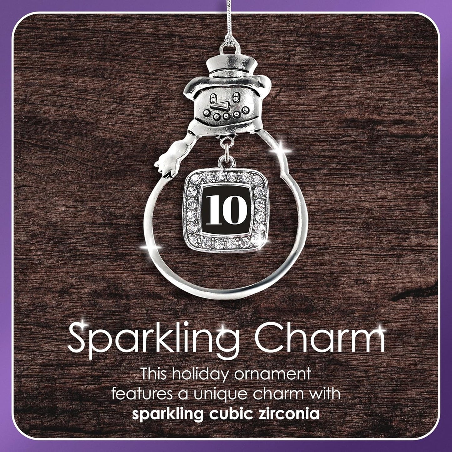 Great Grandma Silver Christmas Ornament - Pave Heart Charm with Cubic Zirconia