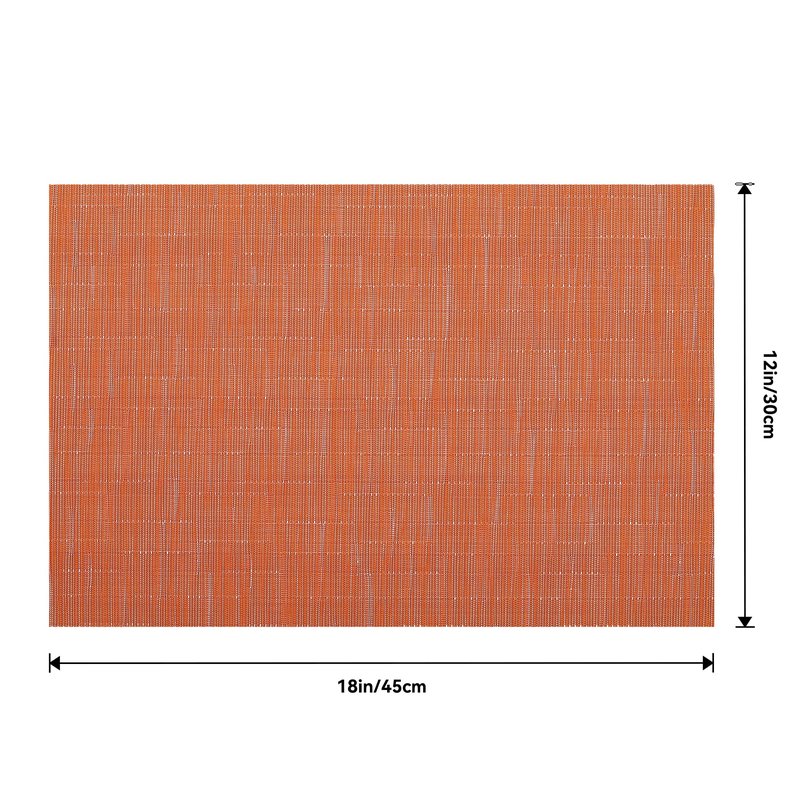 Leetaltree Orange Placemats Set of 6 - Heat Resistant Non-Slip Place mats for Dining Table, Washable Durable PVC Vinyl Woven Table Mats(Orange, 6)