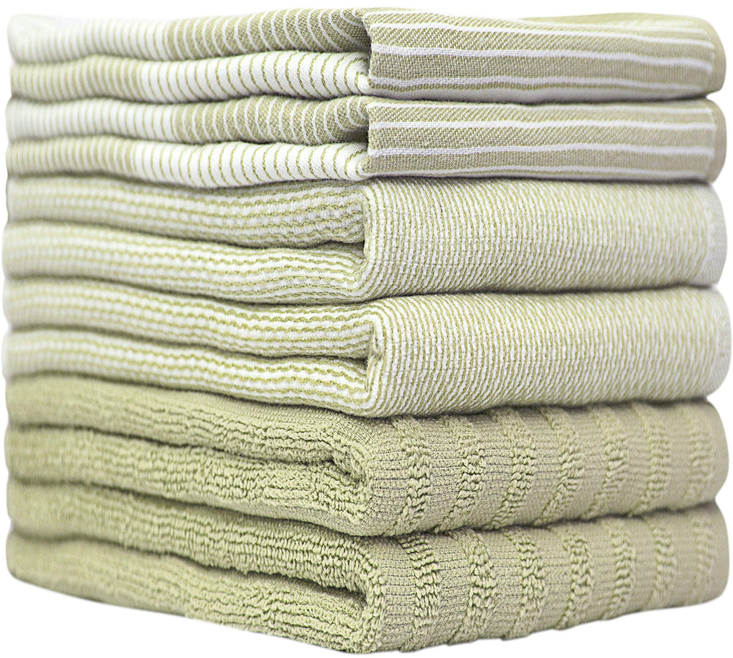 Premium Kitchen Towels (20”x 28”, 6 Pack) | Large Cotton Dish Towels | Flat & Terry Highly Absorbent Kitchen Linen Set with Hanging Loop | Sage