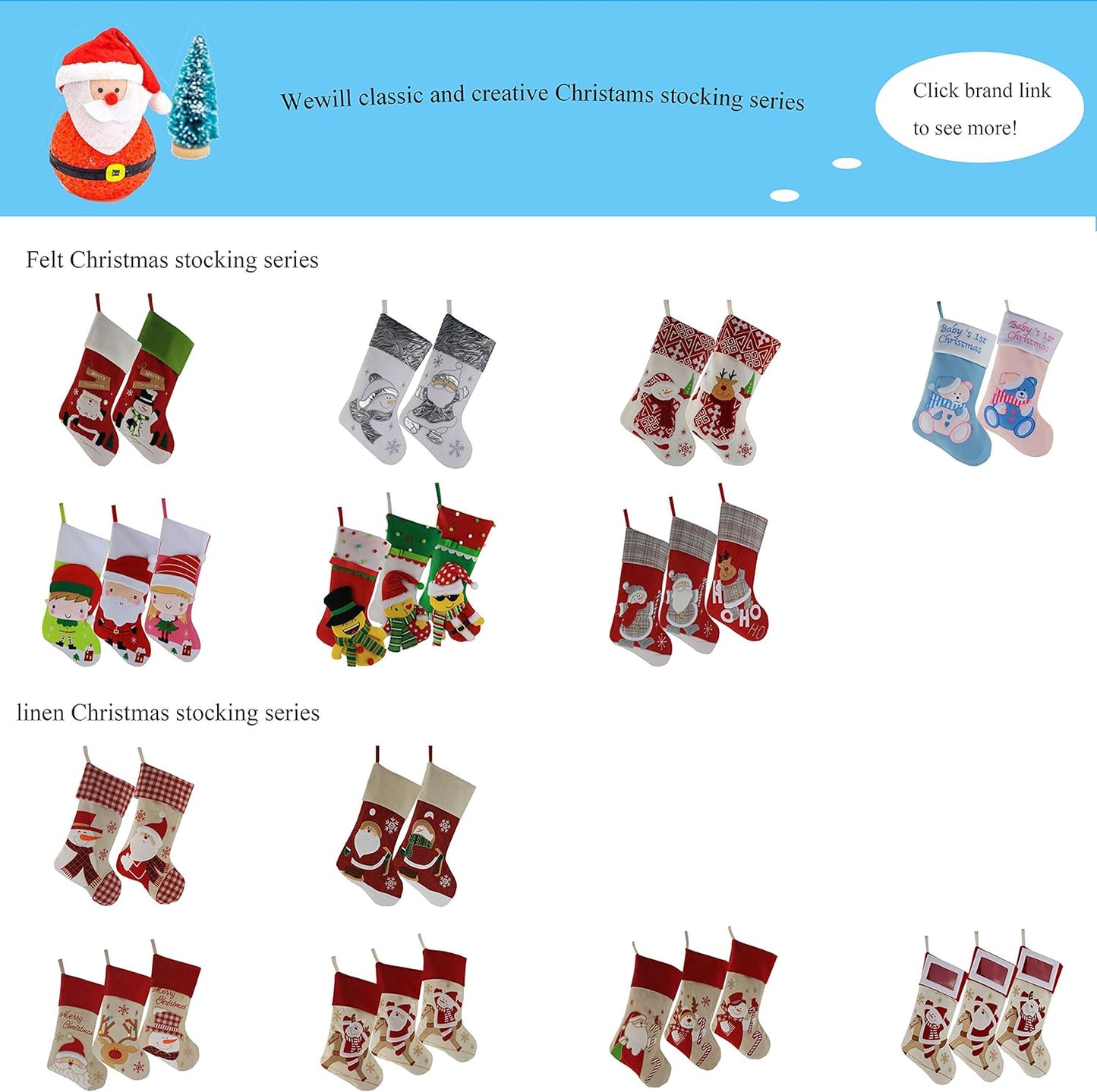 3D Plush Christmas Stockings Set - Santa, Snowman & Reindeer - Festive Holiday Decor for Kids & Family