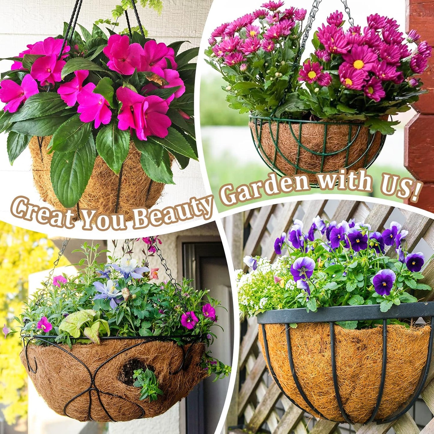 Legigo 20-Inch Coco Fiber Hanging Basket Liners - 100% Natural Round Replacement for Flowers & Vegetables