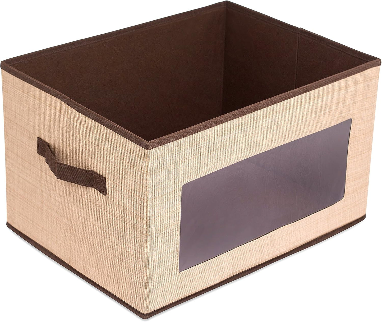 Durable Grey Storage Box with Window - Versatile Organizer Bin for Clothes & Toys