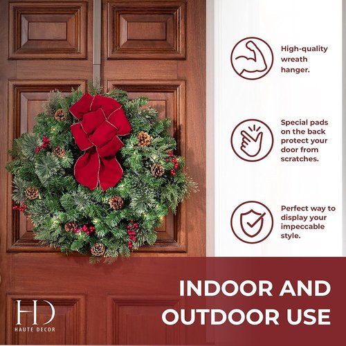 Haute Decor Adjustable Wreath Hanger - 20 Lb Capacity for Versatile Home Decor