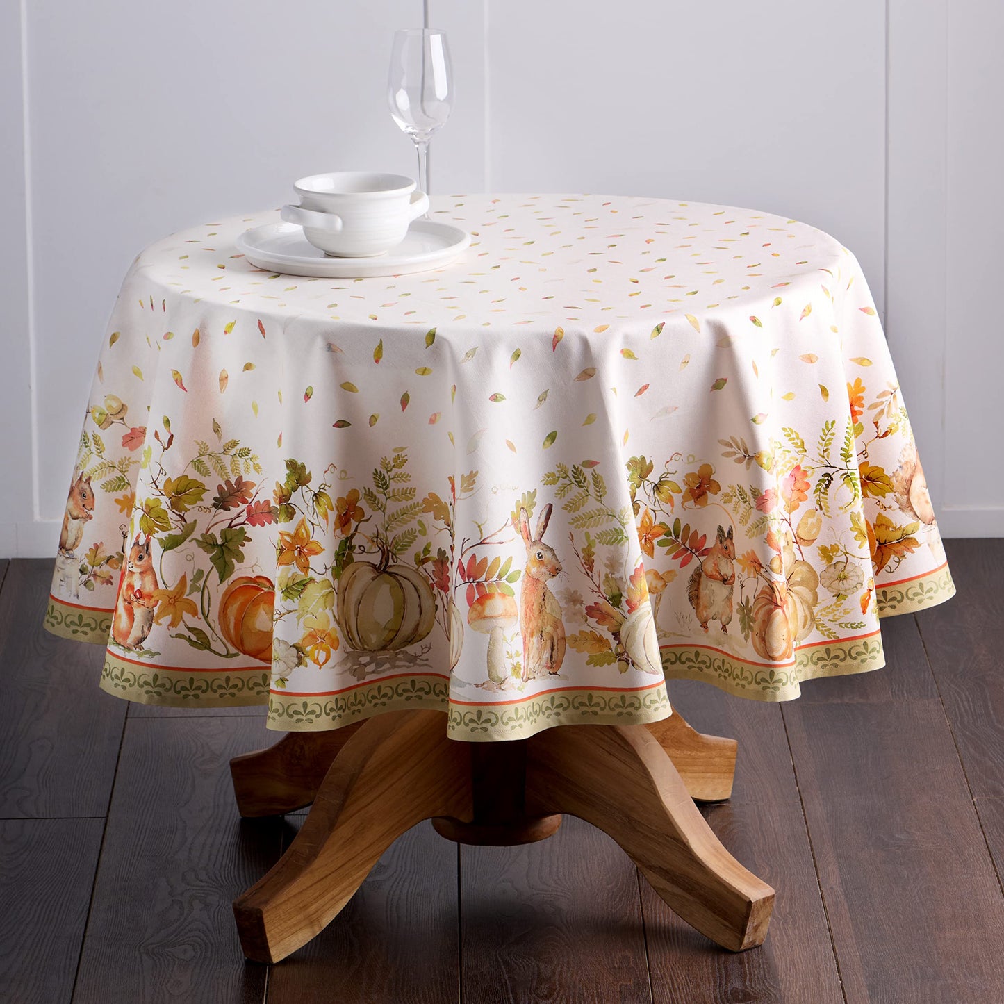 Maison d' Hermine Table Cloth Round Table 100% Cotton 63 Inches Fall Tablecloth Reusable Everyday Use for Thanksgiving Christmas Decorations Dining Farmhouse Party (Pumpkin Passion)