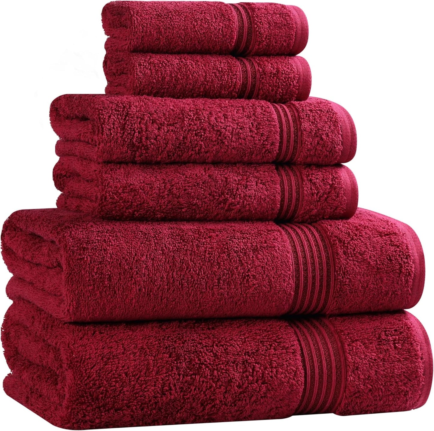 Superior Egyptian Cotton 6-Piece Towel Set, Bathroom Essentials, Towels For Bathroom, Apartment, Airbnb, Guest Bath, Face, Hand, Bath Towels, Washcloths, Absorbent, Fast Drying, Royal Purple