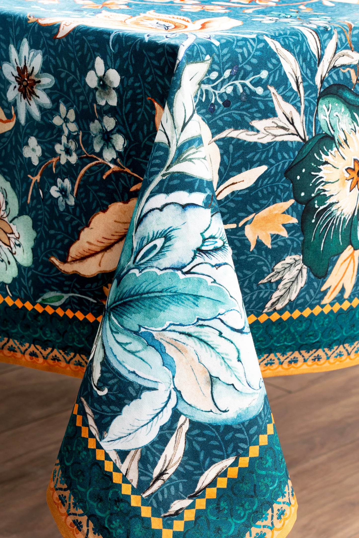 Maison d' Hermine Table Cloth Rectangle Table 100% Cotton 54 x 72 Inches Fall Tablecloth Reusable Everyday Use for Thanksgiving Christmas Decorations Dining Farmhouse Party (Luxury Loft - Dark Teal)