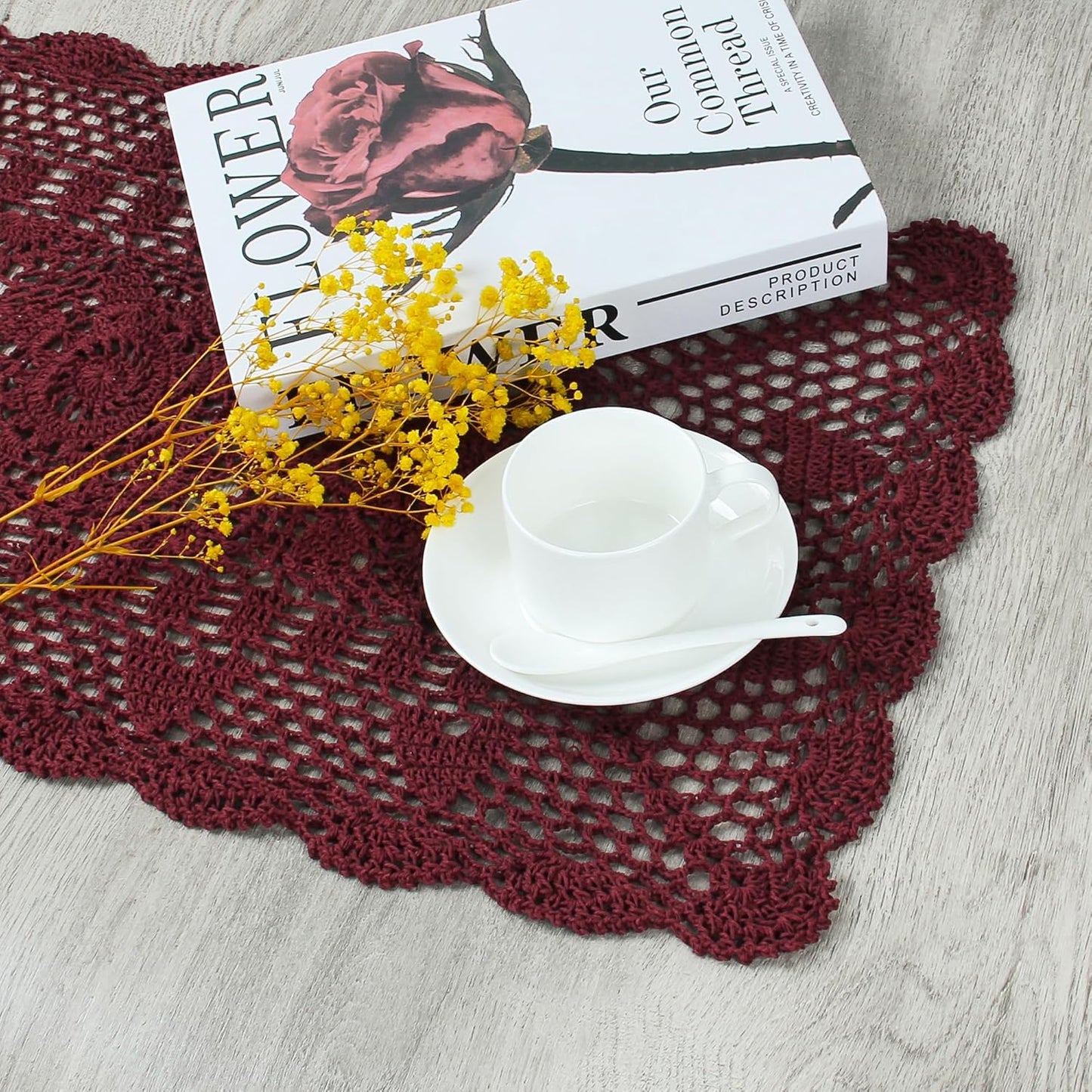 Handmade Crochet Lace Table Runner 15x51 Inch - Elegant White Décor
