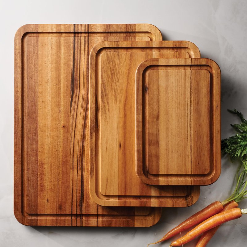 Tramontina FSC Certified Brazilian Tigerwood Cutting and Serving Board Set - 3 Pack (15 x 11-in, 12 x 8-in, 9 x 6-in), 81000/050DS