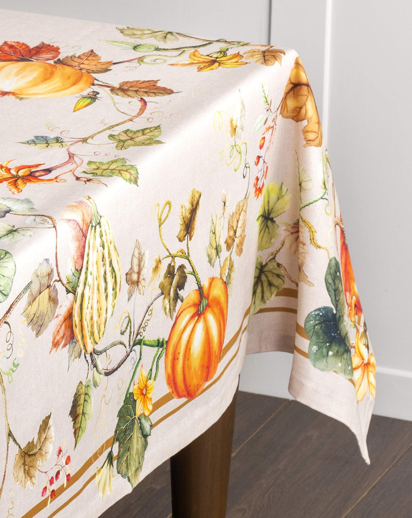 Maison d' Hermine Table Cloth Rectangle Table 100% Cotton 60 x 90 Inches Fall Tablecloth Reusable Everyday Use for Thanksgiving Christmas Decorations Dining Farmhouse Party (Potiron)