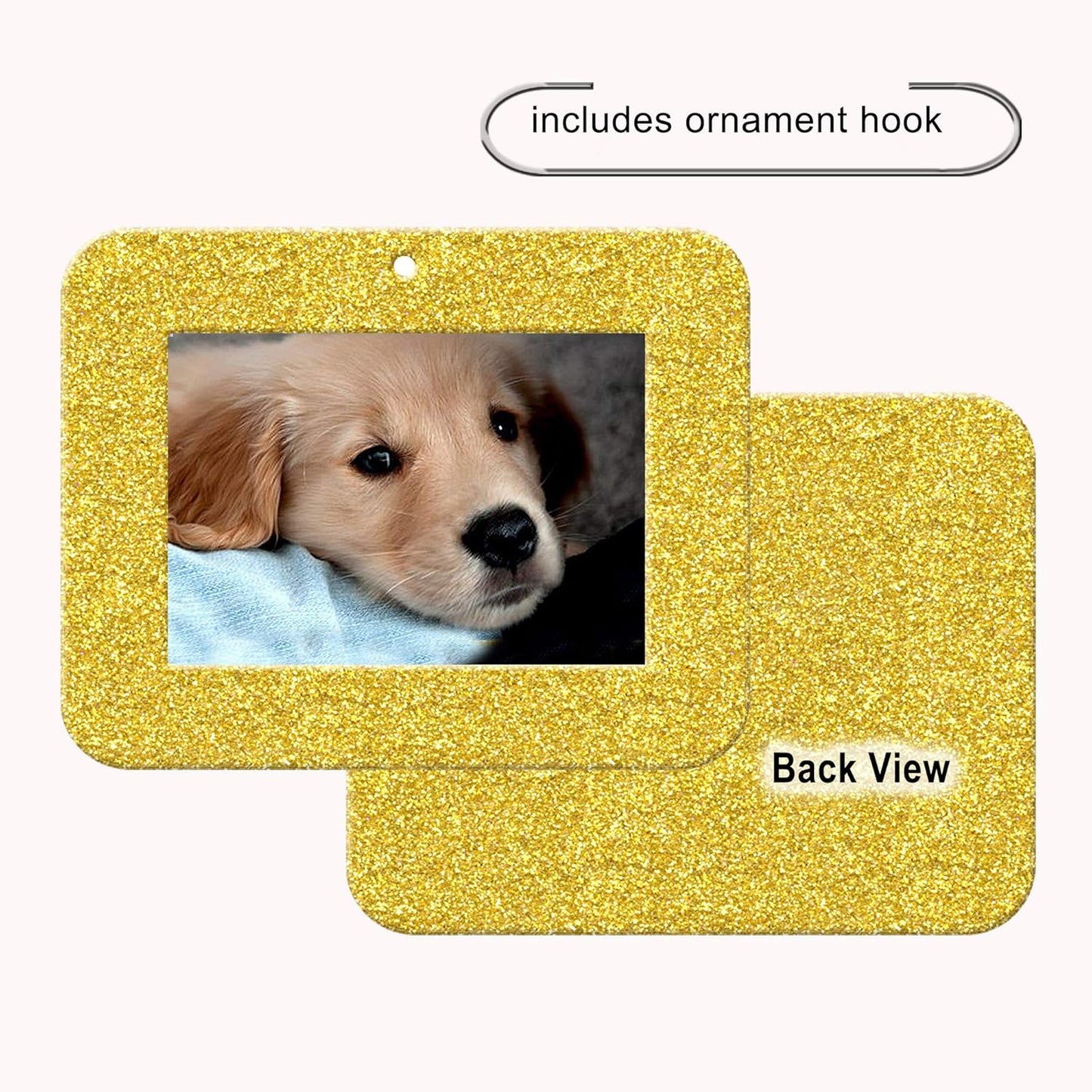 Mini Glitter Photo Christmas Ornaments - Magnetic Easy-Load Frames, Red 6-Pack