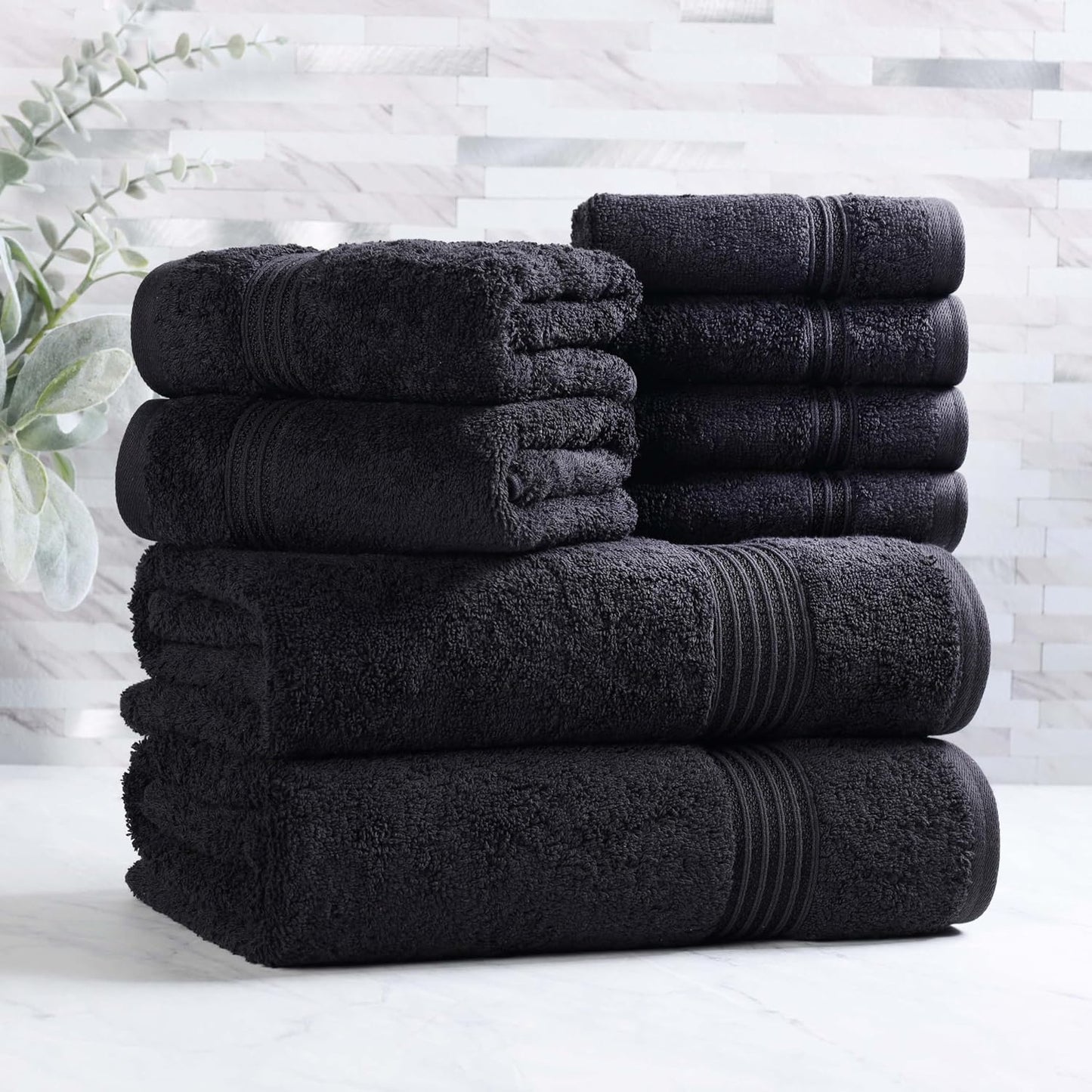 Superior Egyptian Cotton 6-Piece Towel Set, Bathroom Essentials, Towels For Bathroom, Apartment, Airbnb, Guest Bath, Face, Hand, Bath Towels, Washcloths, Absorbent, Fast Drying, Royal Purple