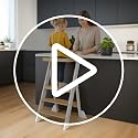 Foldable Toddler Kitchen Step Stool with Safety Net - Black & Natural Bamboo
