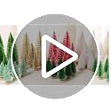 BIJXOYA 9 Pcs Mini Christmas Tree Set - 6/8/10 in with Red Glitter, Wooden Bases