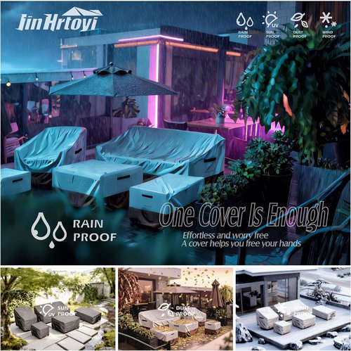 JinHrtoyi Outdoor Chair Covers - 100% Waterproof Heavy Duty Protection | 27"Wx32"Dx36"H | Beige & Brown