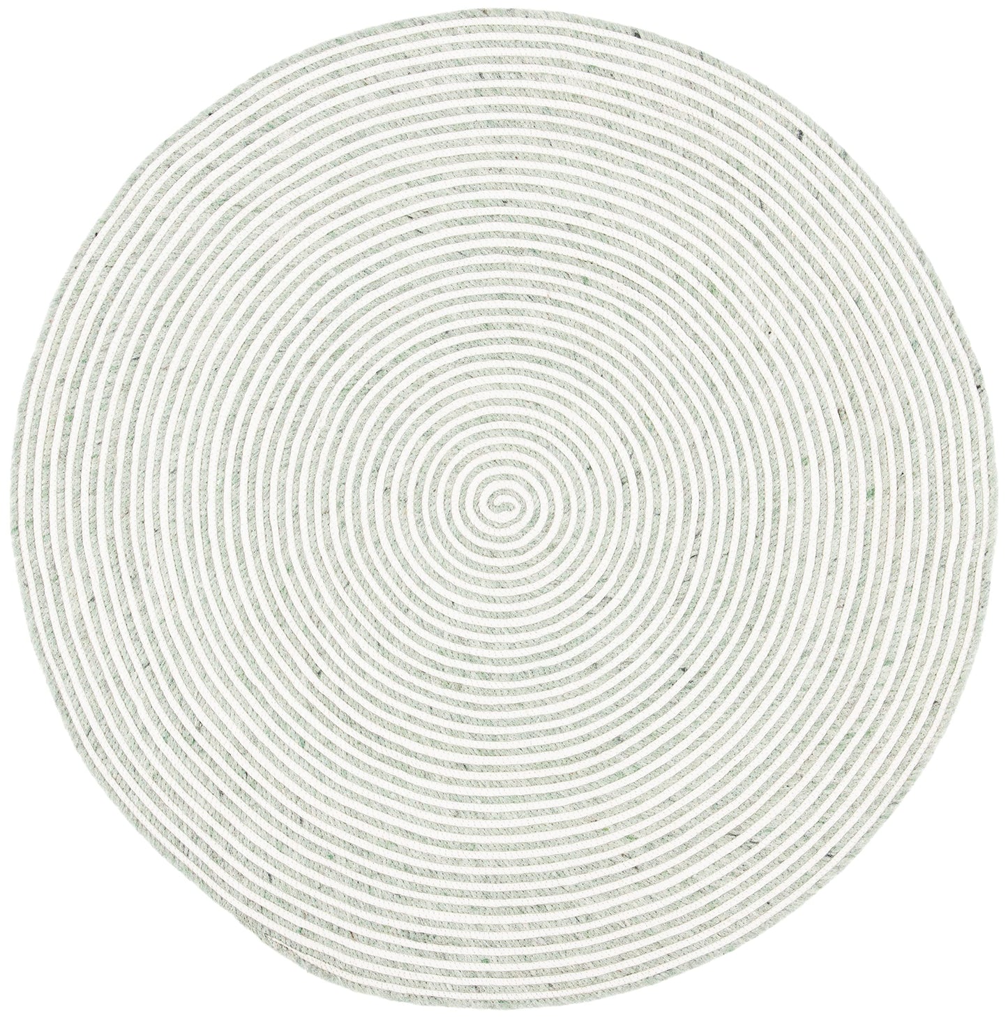 SAFAVIEH Braided Collection 4' Round Green/Ivory BRD905Y Handmade Country Cottage Reversible Wool Entryway Foyer Living Room Bedroom Kitchen Area Rug