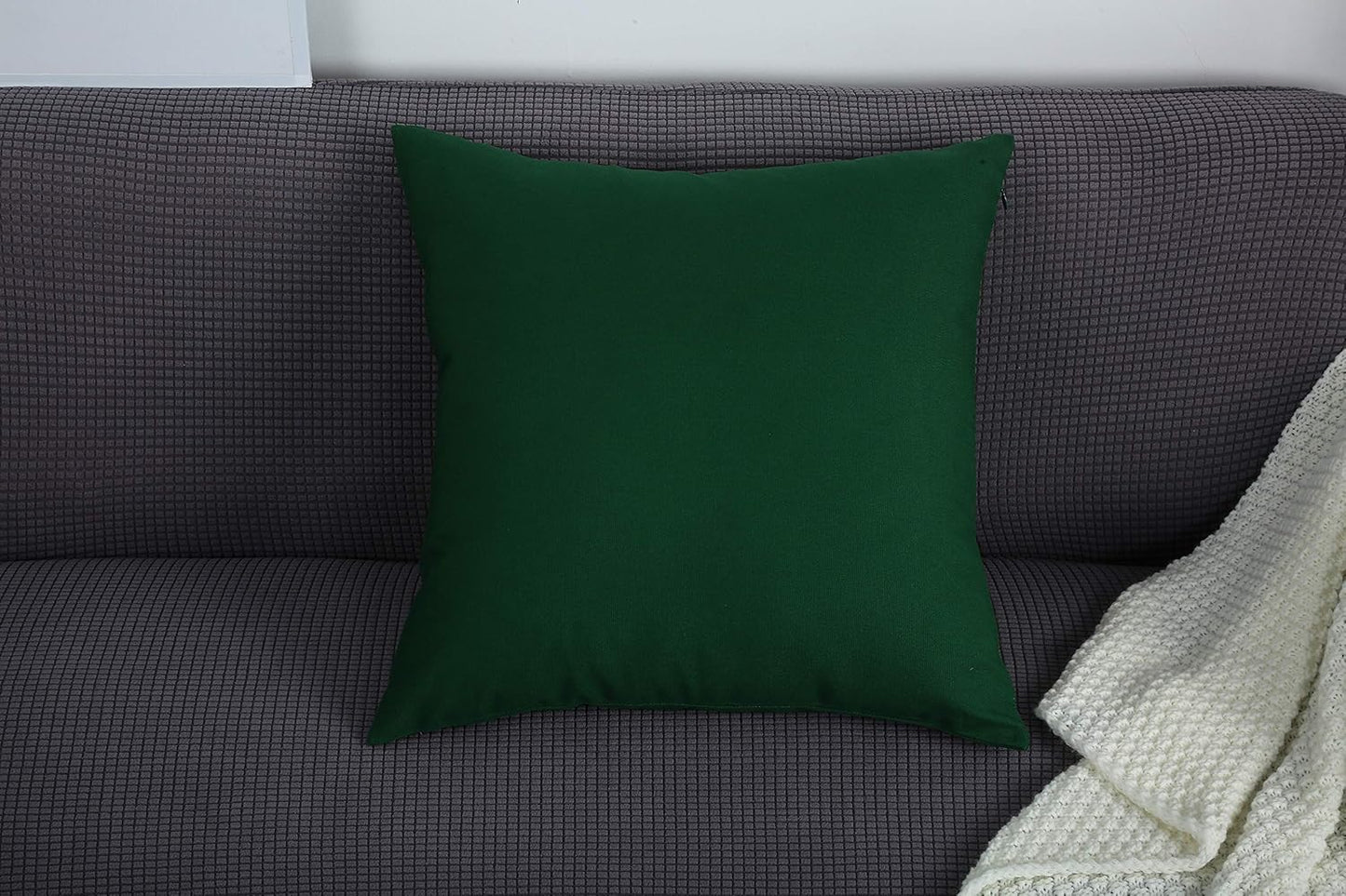 Deep Green 100% Cotton Canvas Throw Pillow Covers - Handmade 26x26 Decorative Shams