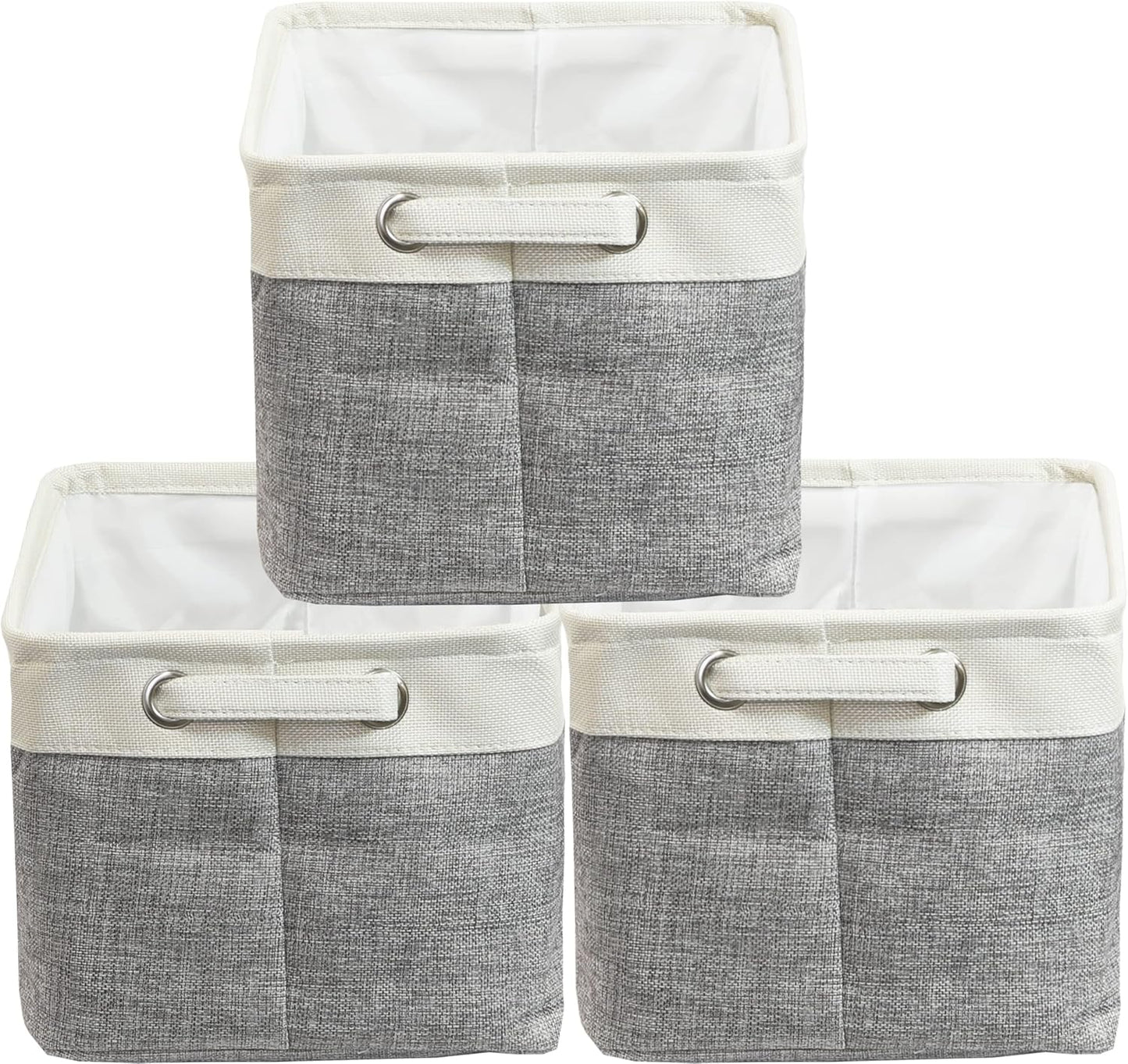 Simple Houseware Large Fabric Storage Bin - Foldable Organizer with Handles | 14.4" x 10" | Gray | 3-Pack