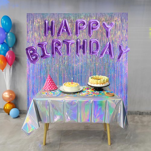 GREATRIL Iridescent Party Table Cloths Disposable Tablecloth for Mermaid/Under Sea/Frozen/Demon Theme Birthdays Party Decorations Rectangle Tablecover 54'' x 108'' - 2 Packs