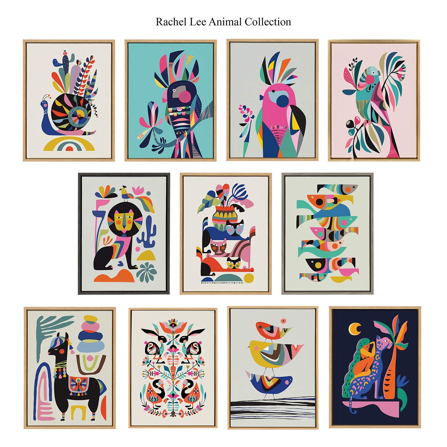 Kate and Laurel Sylvie Cockatoo Framed Canvas Wall Art by Rachel Lee, 18x24 Natural, Colorful Bird Art for Home