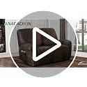 ANARACHON Brown 2-Seater Leather-Look Recliner Loveseat Cover, 6-Piece Stretch Slipcover