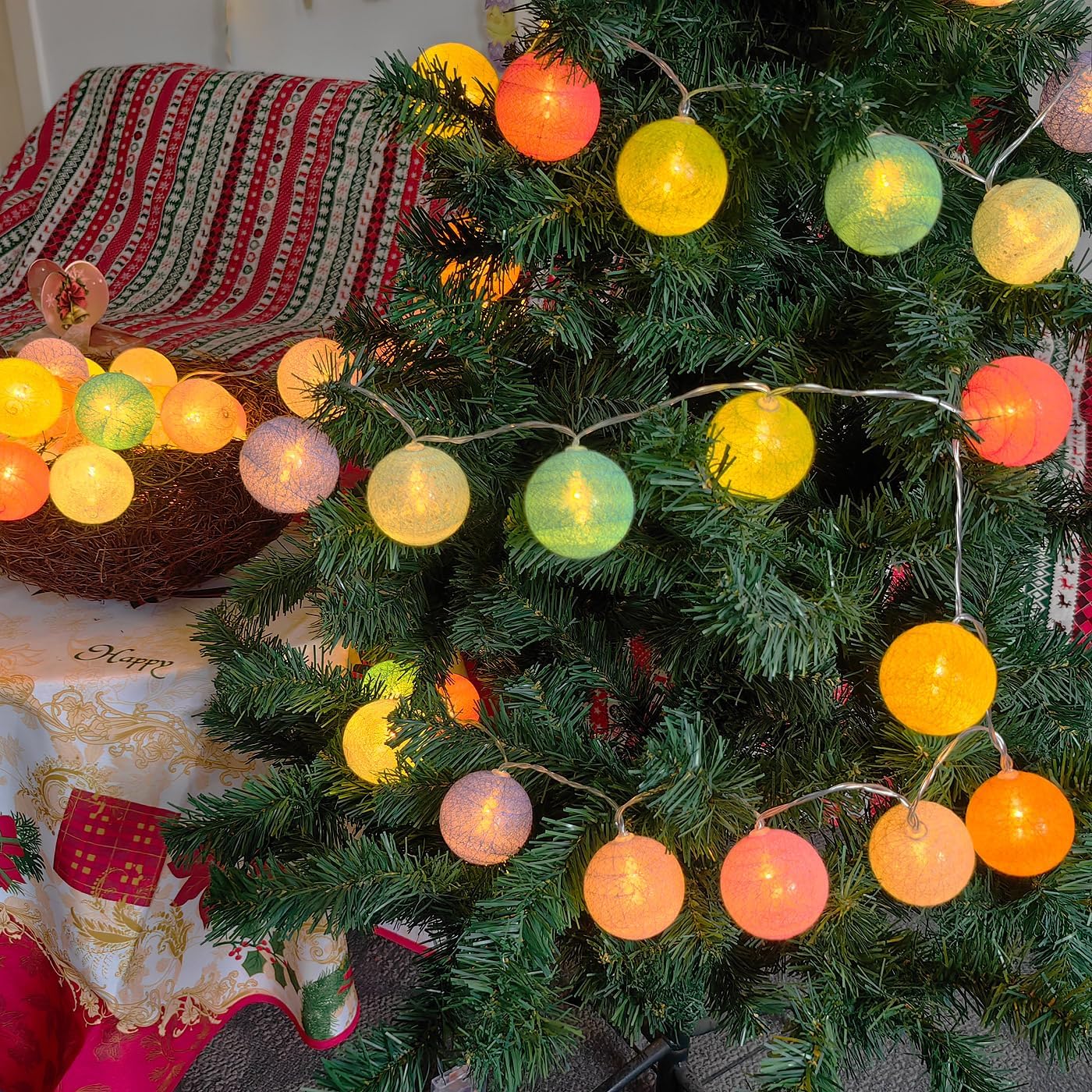 30-Count Battery Operated LED Fairy Lights - 10ft Yellow, Orange & White String Lights for Garden Decor