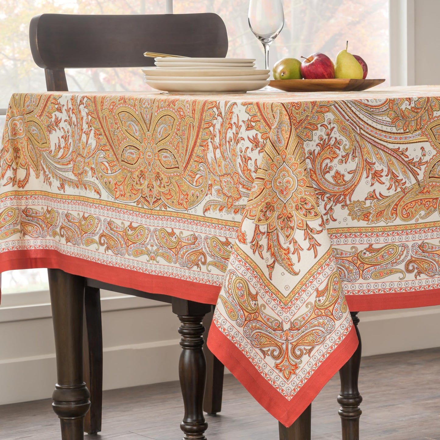 Maison d' Hermine Table Cloth Square Table 100% Cotton 54 x 54 Inches Tablecloth Reusable Decorative Everyday Use for Dining Room, Farmhouse, Home, Party, Festive & Wedding - Kashmir Paisley