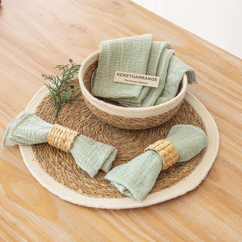 Keketoarrange Cheesecloth Napkins 17x17 Inches Cloth Napkins Handmade Washable Reusable Napkins for Dinner Wedding Baby Bridal Shower Rustic Boho Decorations Bulk Set of 10 Sage Green