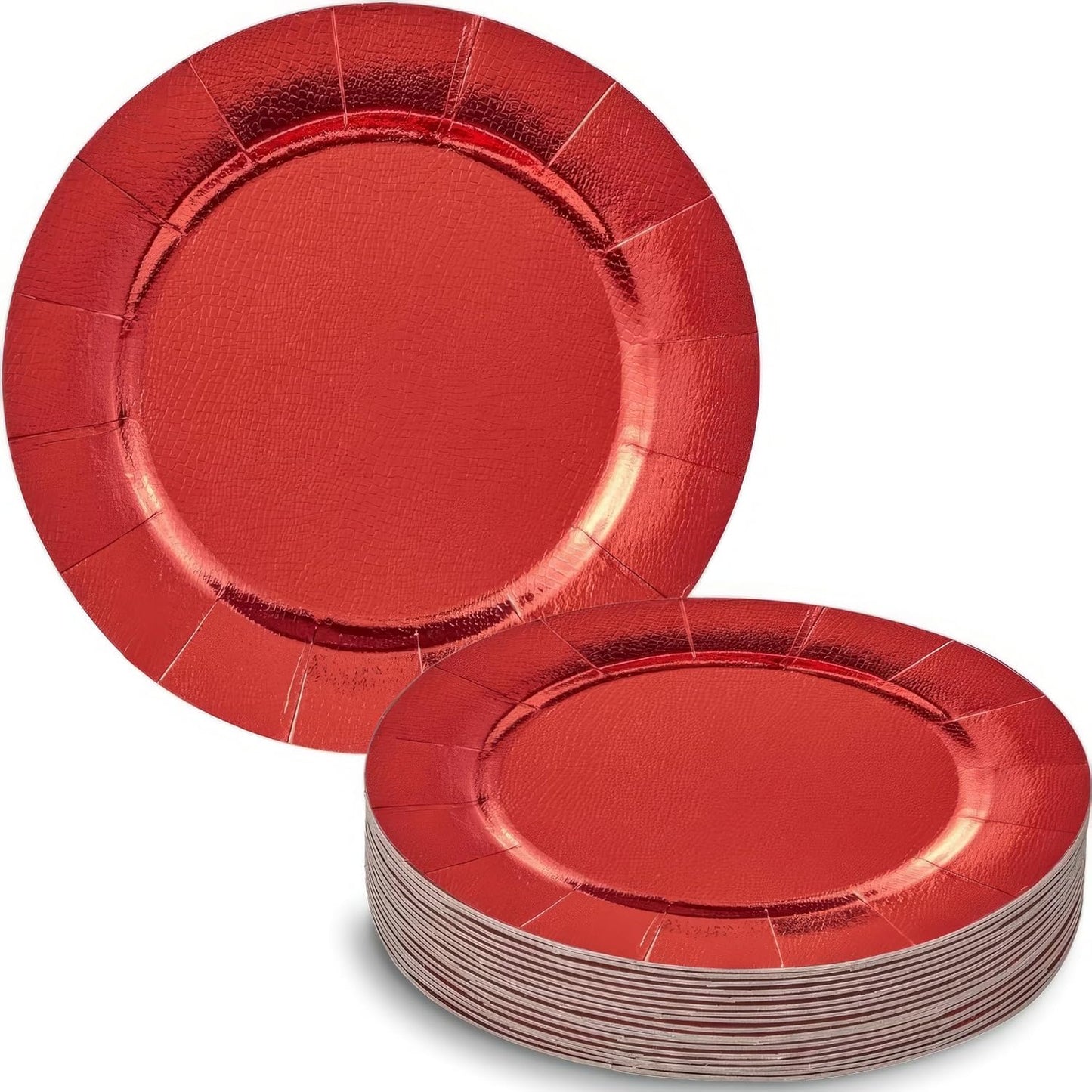 Elegant Silver Disposable Charger Plates Set - 10 Heavy Duty 13” Dinner Plates for Fine Dining & Celebrations