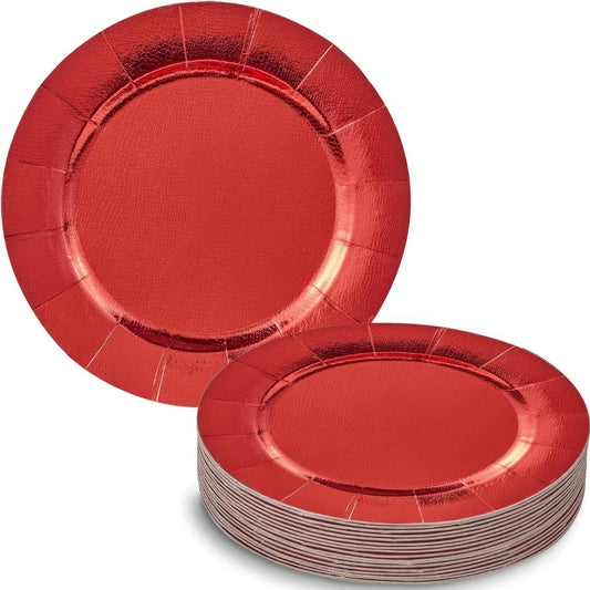 Elegant Silver Disposable Charger Plates Set - 10 Heavy Duty 13” Dinner Plates for Fine Dining & Celebrations