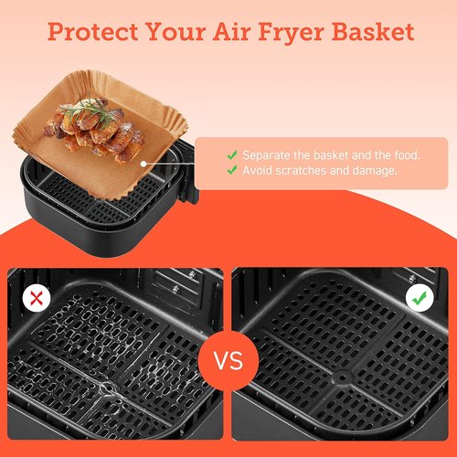 COSORI Air Fryer Liners - 100 PCS Non-Stick Disposable Paper Liners | 7.9" Unbleached Food Grade, Heat Resistant to 465°F