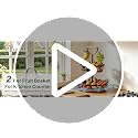 Rotating 2-Tier Fruit Basket with Wood Base and Banana Hooks - Space Saving Kitchen Organizer