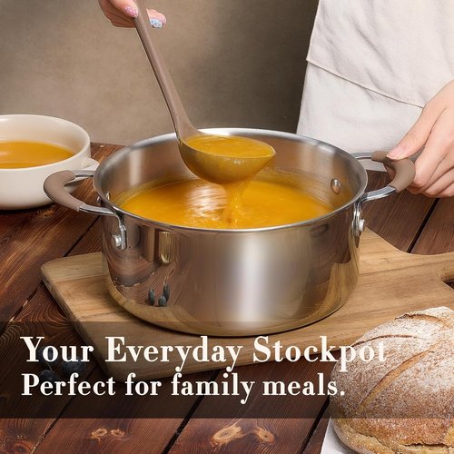 CAROTE 19-Piece Stainless Steel Cookware Set - Induction-Compatible Pots & Pans with Detachable Handle | Oven Safe, Woodgrain Finish