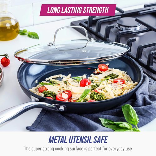 Blue Diamond Cookware 11-Inch Hard Anodized Ceramic Nonstick Frying Pan - PFAS-Free, Dishwasher & Oven Safe, Grey