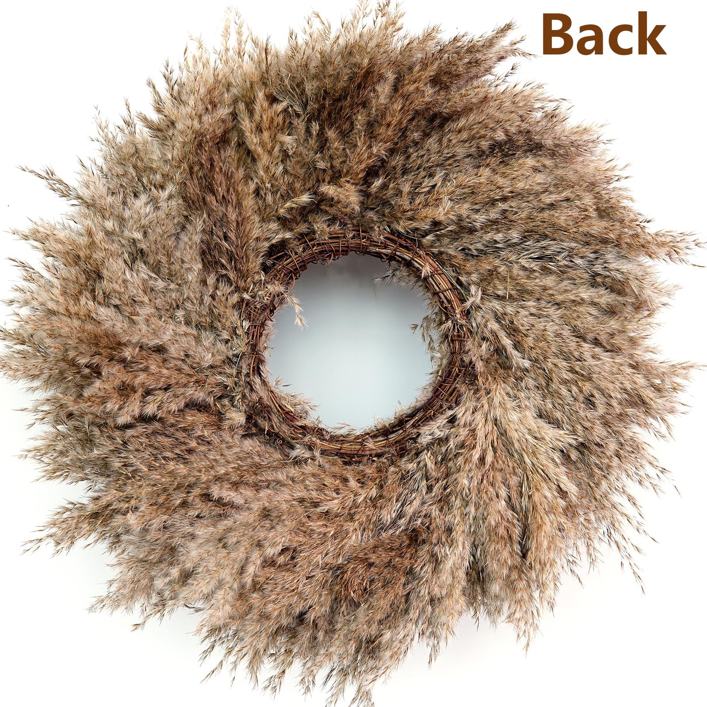 Natural Pampas Grass Wreath, 20'' Real Pampas Wreath for Front Door, Boho Wall Decor, Farmhouse Style, DIY Wreath Arrangement, Feather Wall Decor