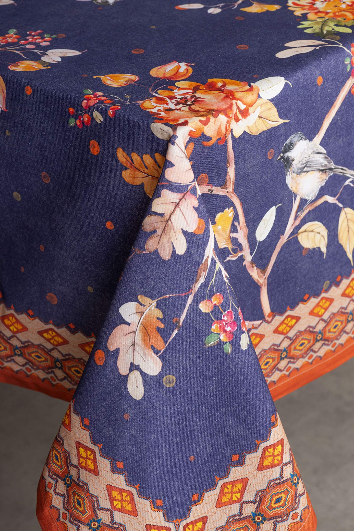 Maison d' Hermine Table Cloth Rectangle Table 100% Cotton 60 x 120 Inches Fall Tablecloth Reusable Everyday Use for Thanksgiving Christmas Decorations Dining Farmhouse Party (Kelim - Infinity)