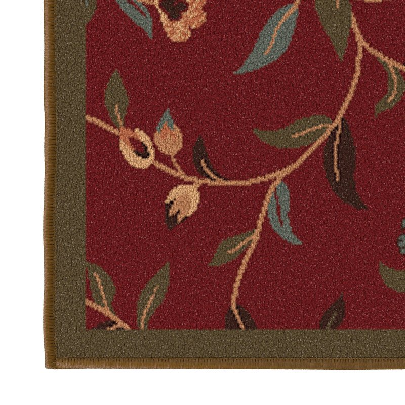 Ottomanson 5' x 6'6" Rugs for Living Room Floral Area Rug for Bedroom - Non Slip Durable Large Floor Carpet for High Traffic Areas - Indoor Rug for Dining Room Kitchen Kids Playroom, Red