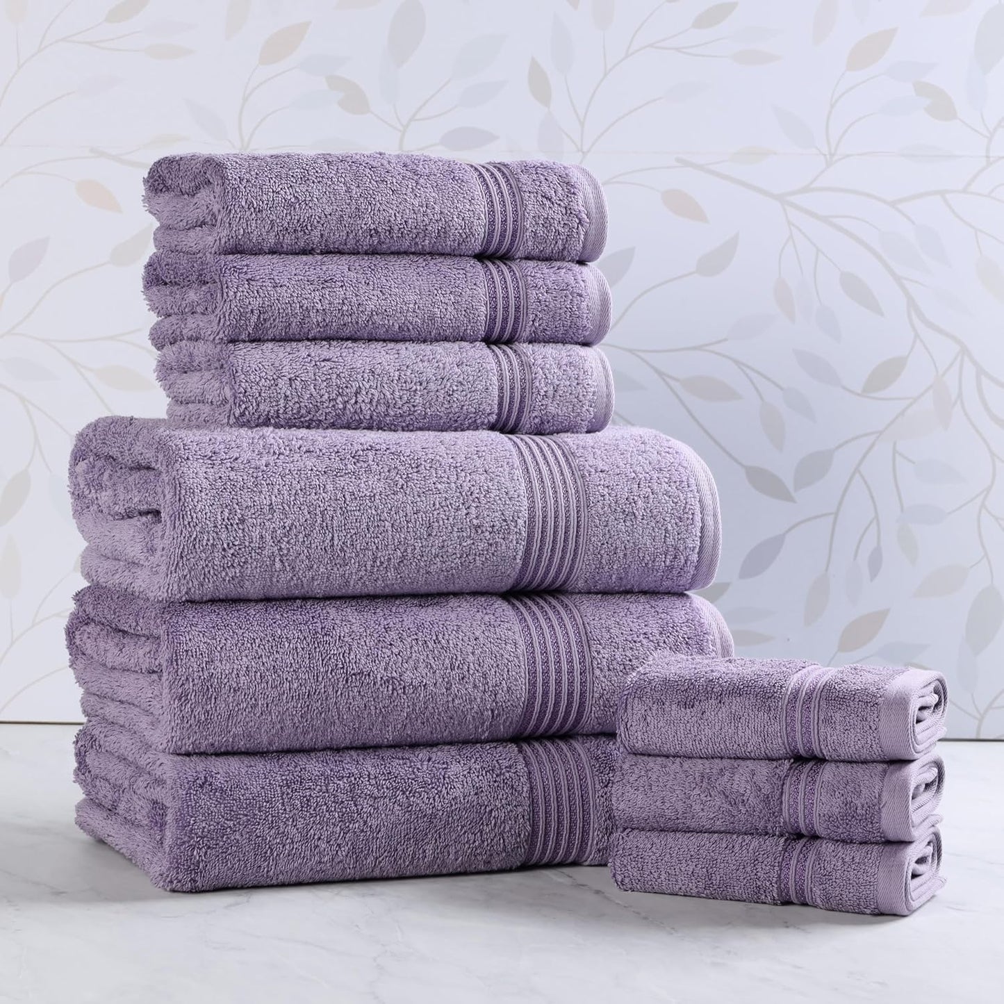 Superior Egyptian Cotton 6-Piece Towel Set, Bathroom Essentials, Towels For Bathroom, Apartment, Airbnb, Guest Bath, Face, Hand, Bath Towels, Washcloths, Absorbent, Fast Drying, Royal Purple