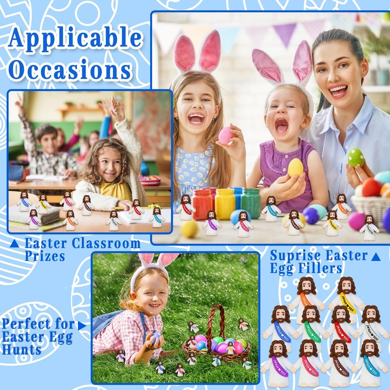 100 Pack Little Jesus Figures, Mini Jesus Figurines in Bulk Easter Jesus Loves You Tiny Christ Toys to Hide and Seek Sunday School Religious Party Favors Baby Jesu Baptism Gift for Easter Egg Stuffers