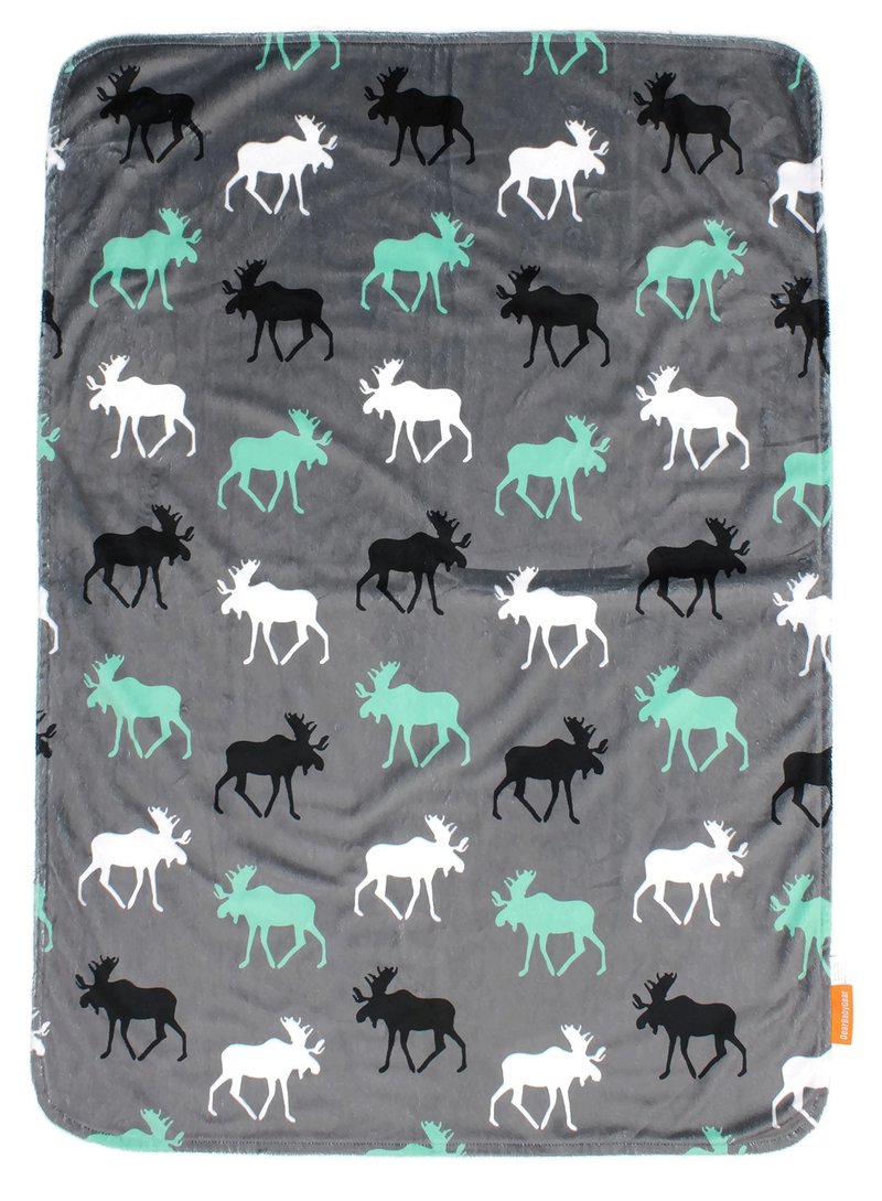 Dear Baby Gear - Reversible Baby Blankets - Soft Nursery Blanket for Newborn - Toddler Blankey - Throw Blanket for Boys & Girls - Infant Blankets - 40x30" (White Gray and Mint, Moose)