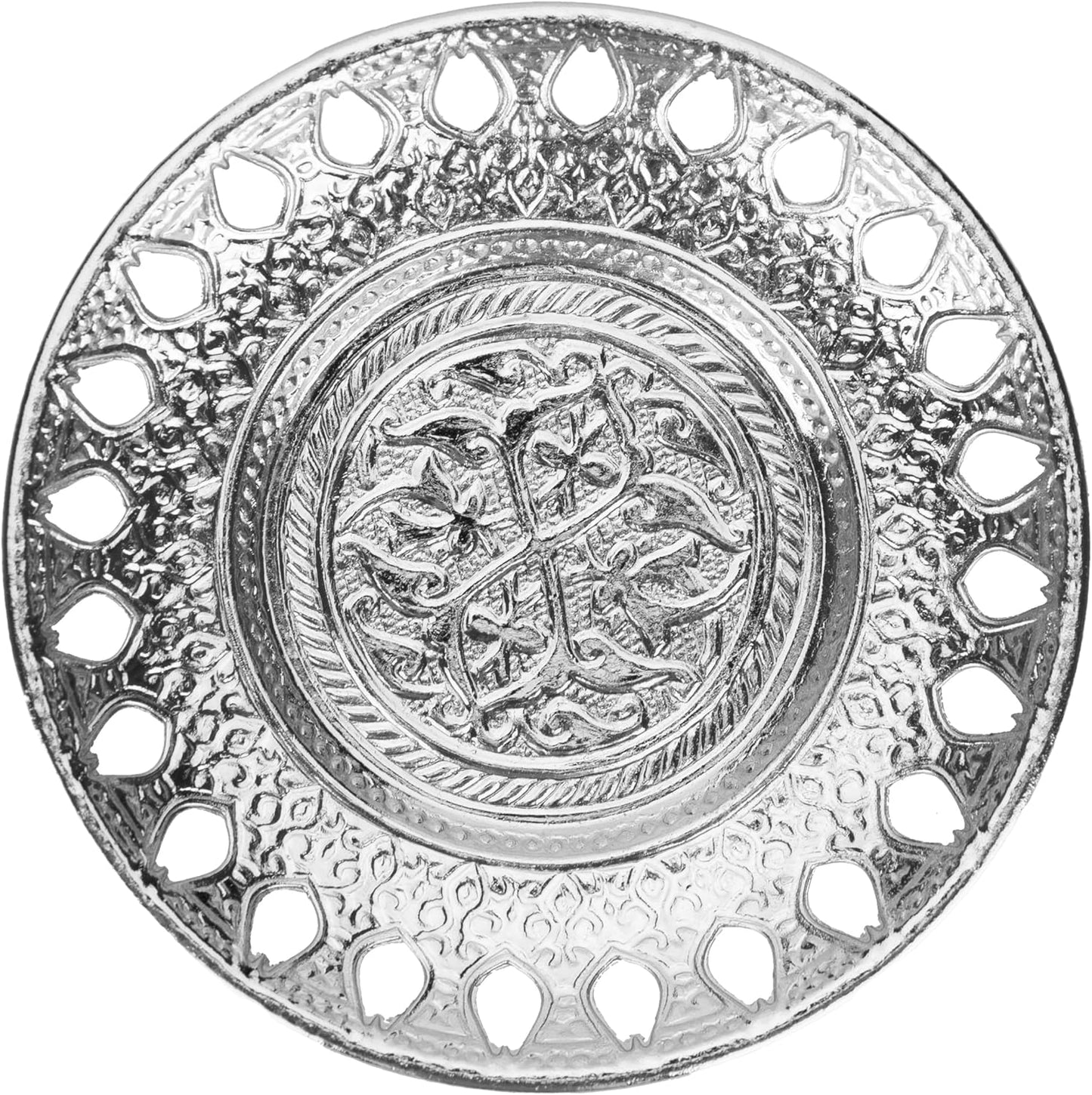 Alisveristime Ottoman Turkish Greek Arabic Espresso Coffee Cups with Saucer and Lid (Set of 2) (Hilal) (Silver)