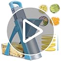 Blue Adjustable Mandoline Slicer for Kitchen - Safe Food & Vegetable Cutter