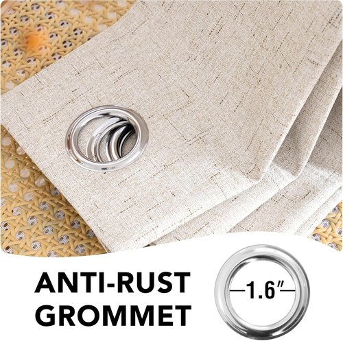 H.VERSAILTEX 100% Blackout Curtains - Full Light Blocking, Textured Window Drapes | 84 Inch Grommet, Natural (2 Panels)