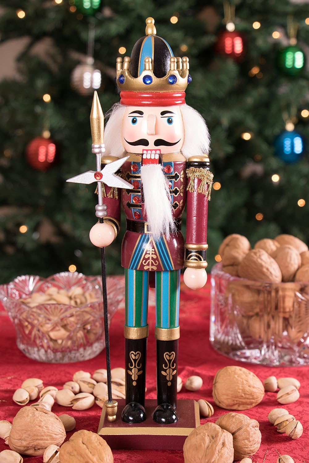 Red Prince 12-Inch Wooden Nutcracker - Festive Christmas Décor for Shelves & Tables