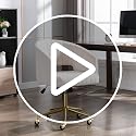 Velvet Office Desk Chair with Wheels and Gold Base - Adjustable Vanity Chair, Bean Paste Red
